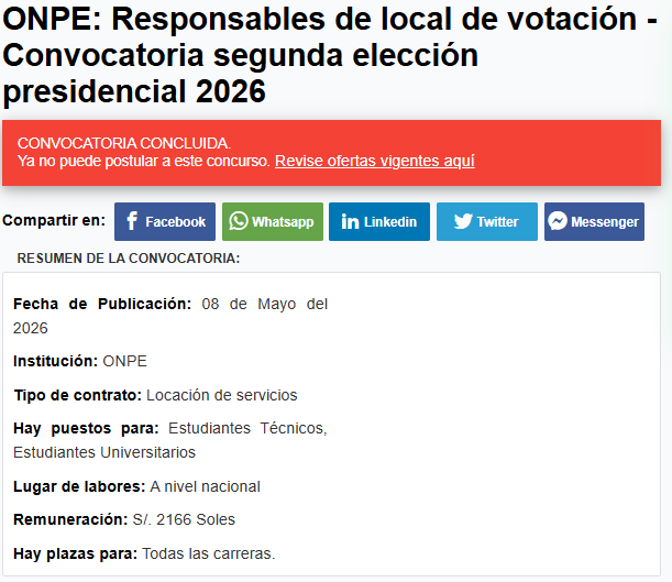 ONPE: Responsables de local de votación